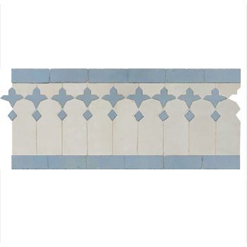 Mosaic House Moroccan tile Zanar 1-20 White Sea Blue  zellige, mosaic, zellij, border, glaze, traditional, classic 